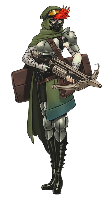 Madeline Ironslinger sosteniendo un arma de fuego