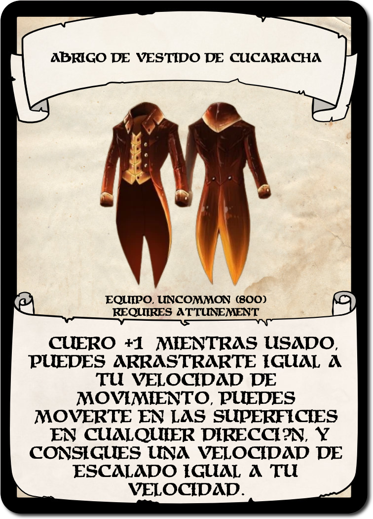Abrigo de vestido de cucaracha